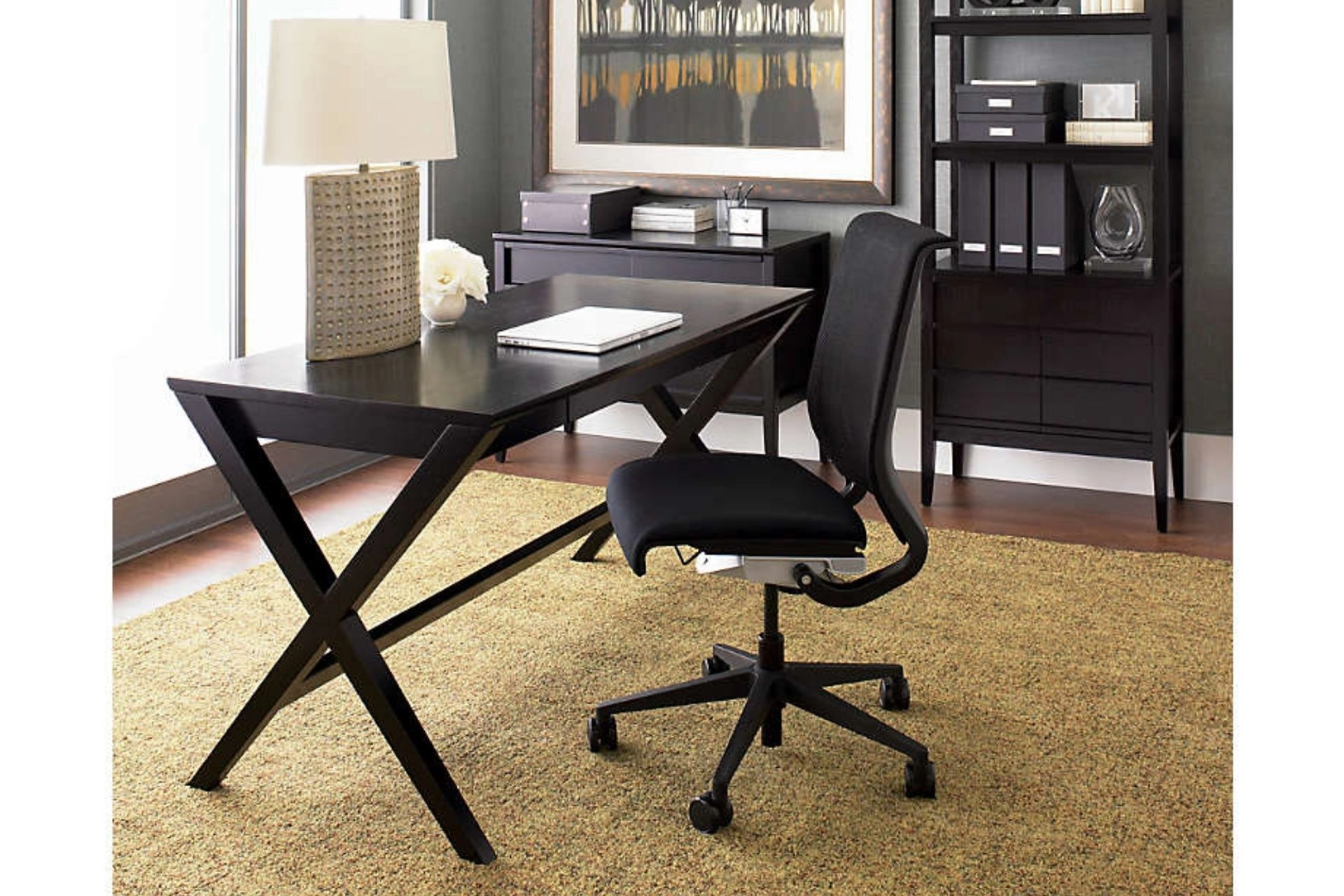 Siyah X-Ayaklı Modern Çalışma Masası