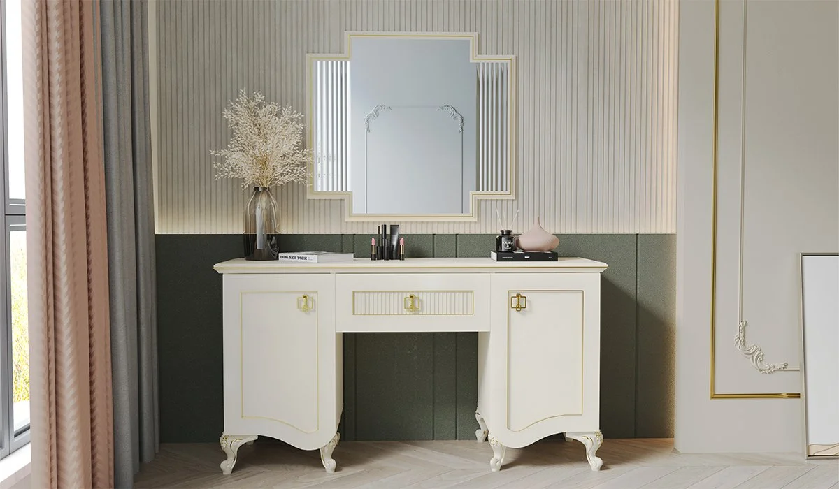 Gold Detaylı Avangard Makyaj Masası
