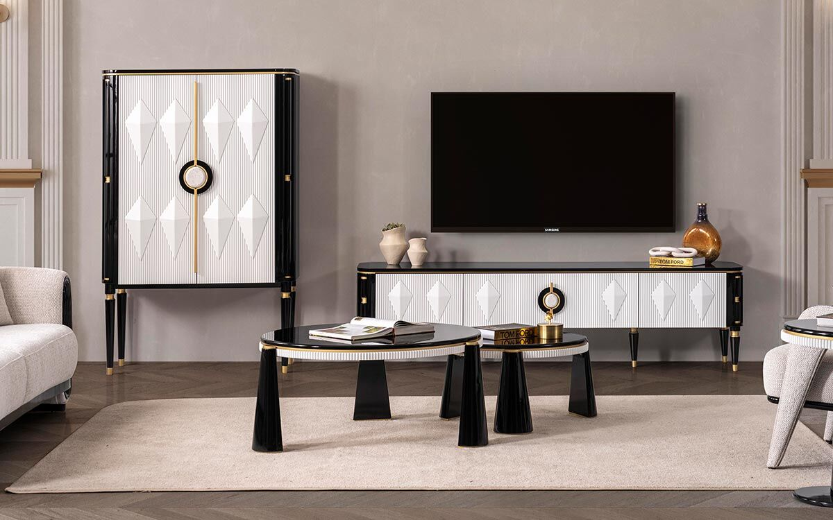 Art Deco Siyah & Beyaz TV Ünitesi